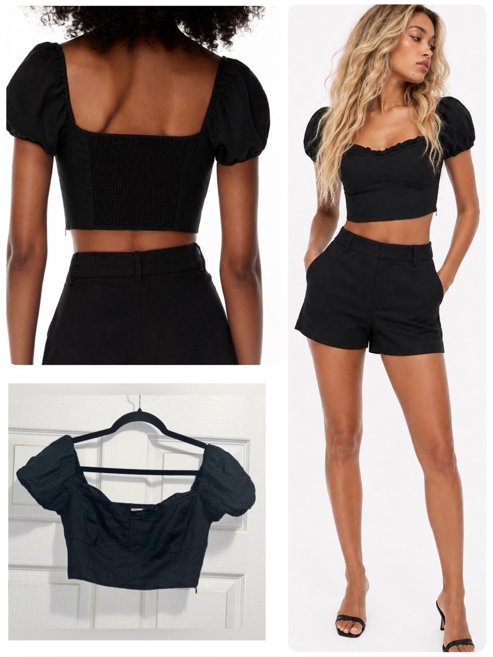 Aritzia Wilfred Wander Linen Blouse Organic Linen Bustier Top Black Size Small